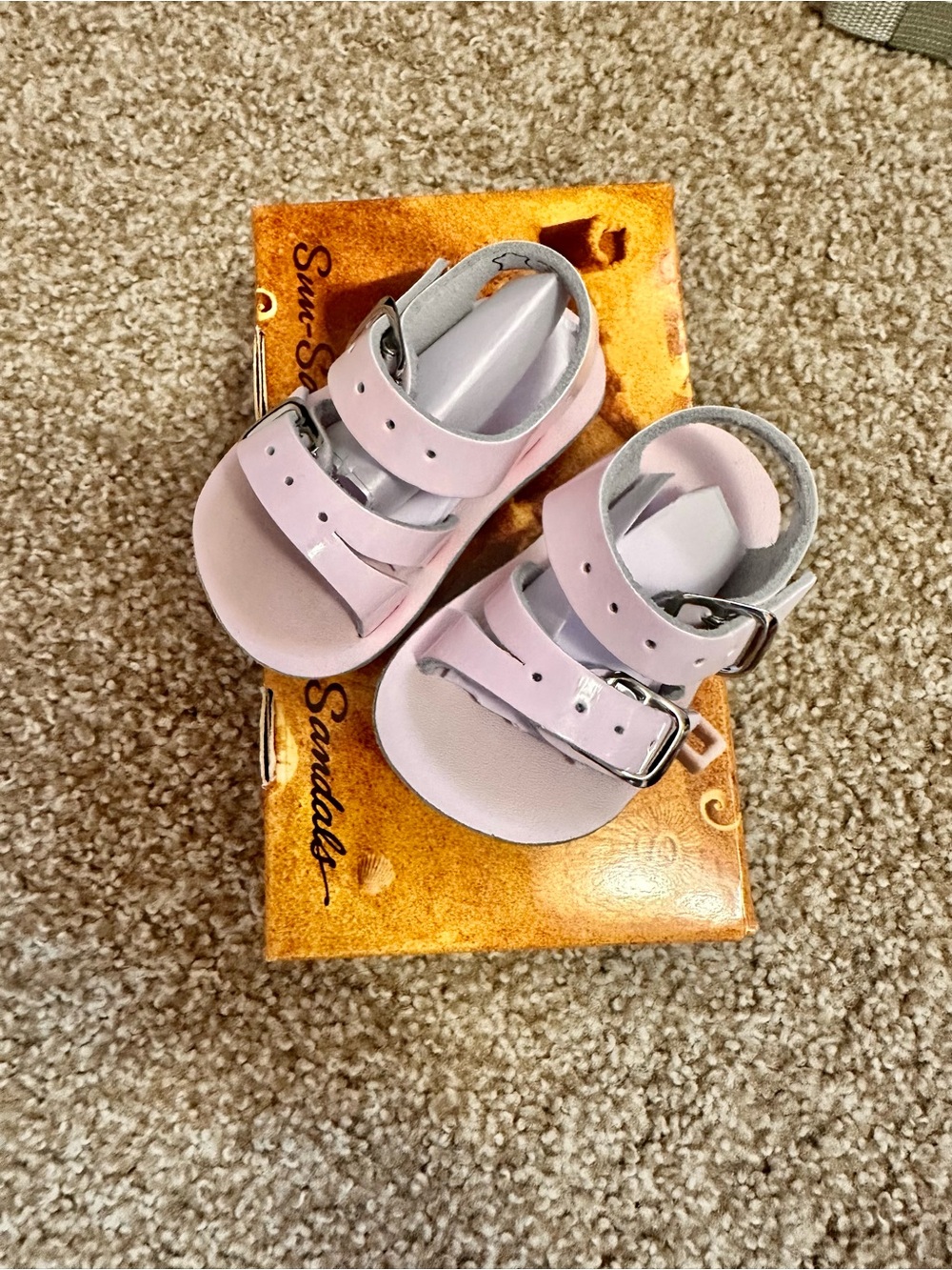 Sun-San Baby Pink Leather Toddler Sandals with Adjustable Buckles